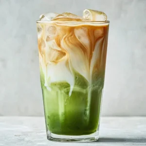 image of a cup of match with brown sugar swirls